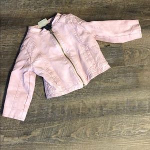Osh kosh genuine kids pink leather jacket